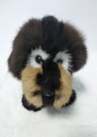 Собачка коричневый щенок из натурального меха кролика