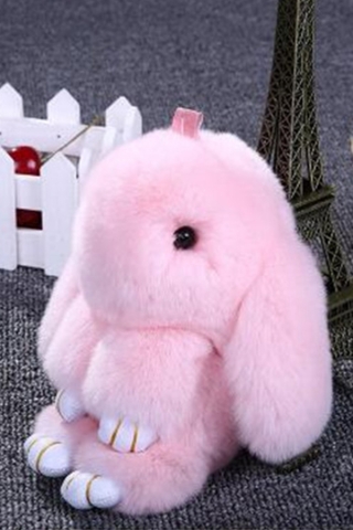 меховой кролик розовый